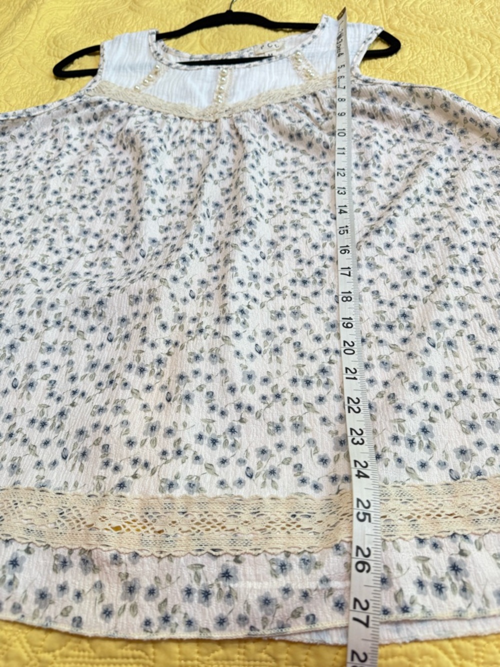 H283 New POL M pp22 Cream Floral Lace Trim Sleeveless Top matching pants listed - Picture 6 of 9